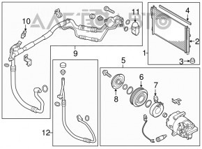 Tubul de aer condiționat condensator-compresor Kia Forte 4d 14-18 1.8, 2.0