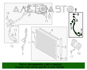 Tubul de aer condiționat condensator-compresor Kia Niro 17-18 HEV, PHEV tip 3.