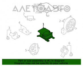 Modulul computerizat SRS airbag pentru airbag-urile de siguranță Nissan Rogue 21-22 construite în SUA.