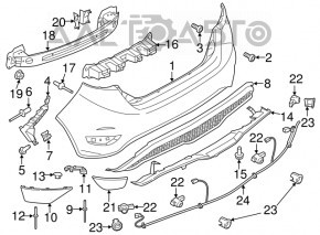 Suportul pentru bara spate dreapta exterior Ford Fiesta 11-19 5 uși, nou, original OEM