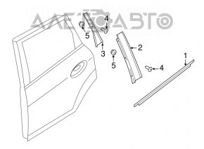 Garnitură ușă-sticlă spate centrală stânga Ford C-max MK2 13-18 mată