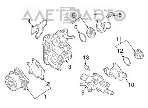 Pompa de apă Nissan Rogue 21-22 2.5 construită în Japonia, completă cu carcasă de termostat.