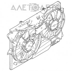 Difuzorul carcasei radiatorului asamblat Ford Flex 09-12 pre-restilizare