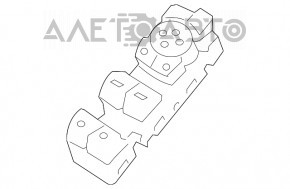 Controlul geamului electric din față, stânga, pentru Ford Explorer 11-19, negru cu crom, 1 automat, cu capac negru.