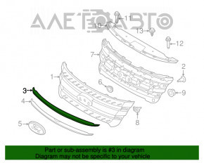 Cromul de pe grila superioara a radiatorului pentru Ford Explorer 11-15, aftermarket nou, neoriginal