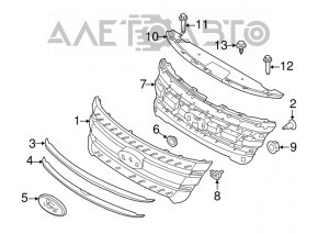 Cromul de pe grila superioara a radiatorului pentru Ford Explorer 11-15, aftermarket nou, neoriginal