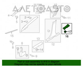 Capacul pragului din spate dreapta pentru Ford Fiesta 11-19 negru, suport rupt