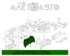 Panoul de instrumente Mazda 3 14-18 BM sub display, fără control de croazieră adaptiv