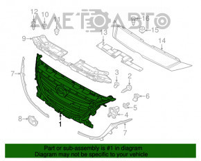 Grila radiatorului asamblată cu emblema Mazda 3 14-16 BM pre-facelift pentru radarul de croazieră