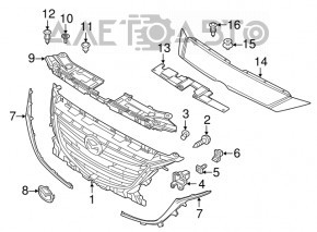 Grila radiatorului asamblată cu emblema Mazda 3 14-16 BM pre-facelift pentru radarul de croazieră