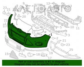 Бампер передний голый Ford Focus mk3 11-14 дорест usa