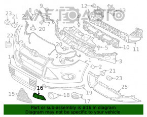 Решетка переднего бампера левая Ford Focus mk3 11-14 дорест глянец