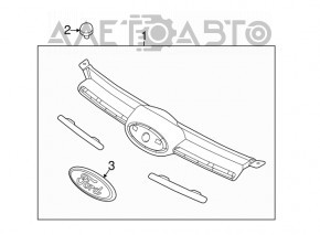 Grila radiatorului Ford Focus mk3 11-14 pre-restilizare SUA cu emblemă mată