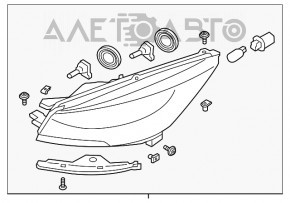 Фара передняя правая голая Ford Escape MK3 13-16 дорест галоген, паутинка, трещина