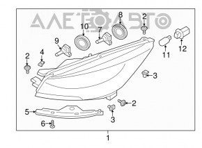 Фара передняя правая голая Ford Escape MK3 13-16 дорест галоген, паутинка, трещина