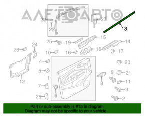 Garnitura de etanșare a geamului ușii interioare din față dreapta Ford Escape MK3 13-