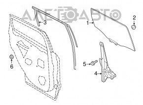 Geamul ușii din spate dreapta Ford Escape MK3 13-19 fără tonifiere.