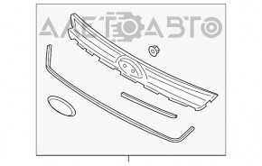 Grila radiatorului Ford Escape MK3 13-16 pre-restilizare, cu emblema, banda cromata