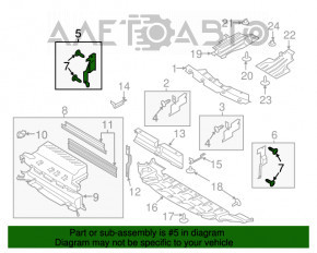 Deflectorul radiatorului dreapta jos pentru Ford Escape MK3 13-16 1.6T