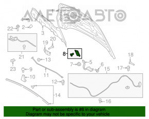 Garnitură capot stânga Ford Escape MK3 13-19, prinderea este ruptă.