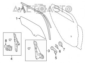 Geam electric cu motor spate dreapta Ford Focus mk3 11-18 6 pini.