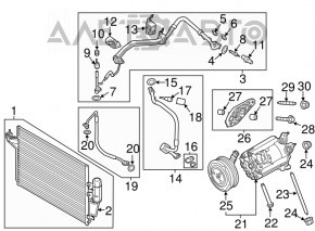 Evaporatorul compresorului de aer condiționat Ford Escape MK3 13-19 2.0T tip 1