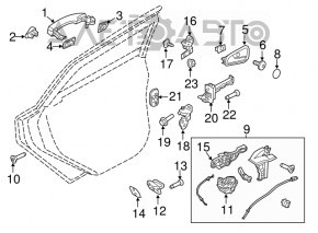 Manerul ușii din față dreapta pentru Ford Focus mk3 11-14, versiunea pre-restilizare, cu iluminare sub el