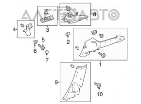 Capac spate stânga pentru Ford Focus mk3 11-18 5d negru, suport rupt.