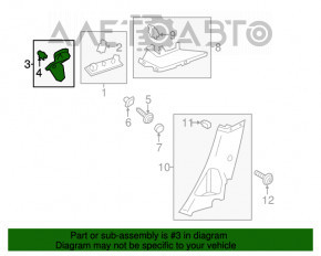 Capacul geamului din spate, dreapta sus, Ford Focus mk3 11-18, gri, 5 uși.