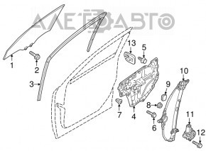 Motorul geamului electric din față dreapta Mazda 6 13-21 are un cip rupt.