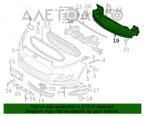 Amplificatorul de bara fata pentru Ford Fiesta 11-19 ruginit.