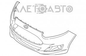 Бампер передний голый Ford Fiesta 14-19 рест usa, красный, царапины, тычки