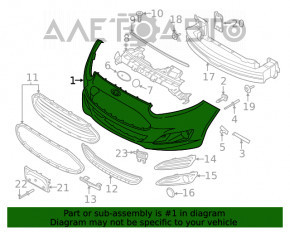 Бампер передний голый Ford Fiesta 14-19 рест usa, красный, царапины, тычки