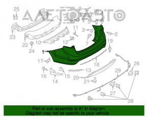 Бампер задний голый Ford Fiesta 14-19 рест 4d