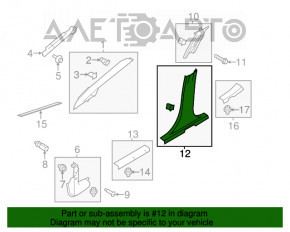 Capacul stâlpului central dreapta jos Ford Fiesta 11-19 negru, zgârieturi