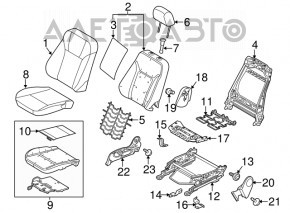 Scaun de pasager Ford Fiesta 11-19 fără airbag, material textil gri, manual, nevoie de curățare