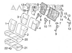 Suportul pentru cap spate dreapta pentru Ford Fiesta 11-19, material textil