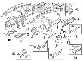 Capacul genunchiului șoferului Ford Explorer 16-19 negru, poliție, prins rupt