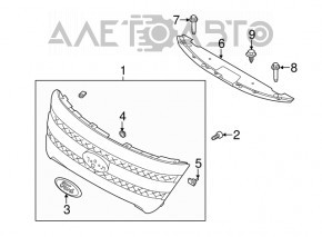 Grila radiatorului cu cadru și crom asamblate pentru Ford Explorer 13-15, model sport, cu emblemă.