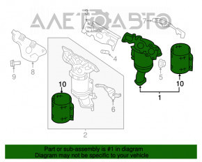 Colector de evacuare cu catalizator dreapta Lincoln MKZ 13-16 3.7