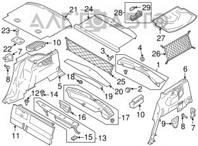 Capac portbagaj spate Ford C-max MK2 13-18 Energi, negru, lipsesc coperțile din plastic