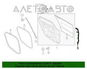 Уплотнитель двери боковой задний правый Lincoln MKZ 13-20 передний