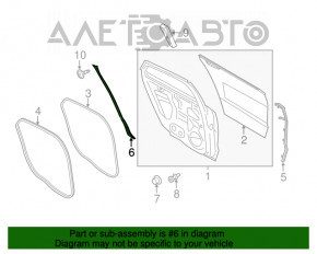 Уплотнитель двери боковой задний правый Lincoln MKZ 13-20 задний