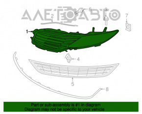 Решетка радиатора grill правая Lincoln MKZ 13-16 черн