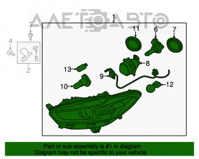 Фара передняя правая голая Ford Fusion mk5 13-16