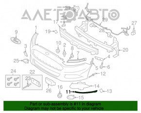 Губа переднего бампера правая Ford Fusion mk5 13-16