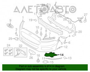 Решетка переднего бампера правая Ford Fusion mk5 13-16 без птф, покрашено