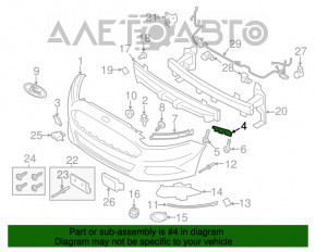 Suportul de prindere a bara de protectie fata pe aripa dreapta pentru Ford Fusion mk5 13-16.