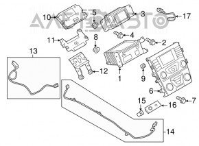 Панель управления радио Ford Fusion mk5 13-20 SYNC 1 рест под двухзонный климат