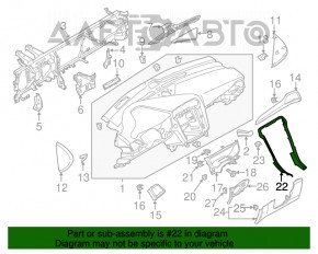 Накладка торпеды центр Ford Fusion mk5 17-20 графит